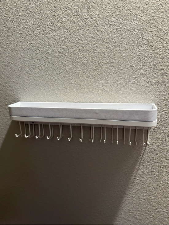 Accessories - Wall-Mounted White Jewelry & Key Organizer Shelf with Hooks